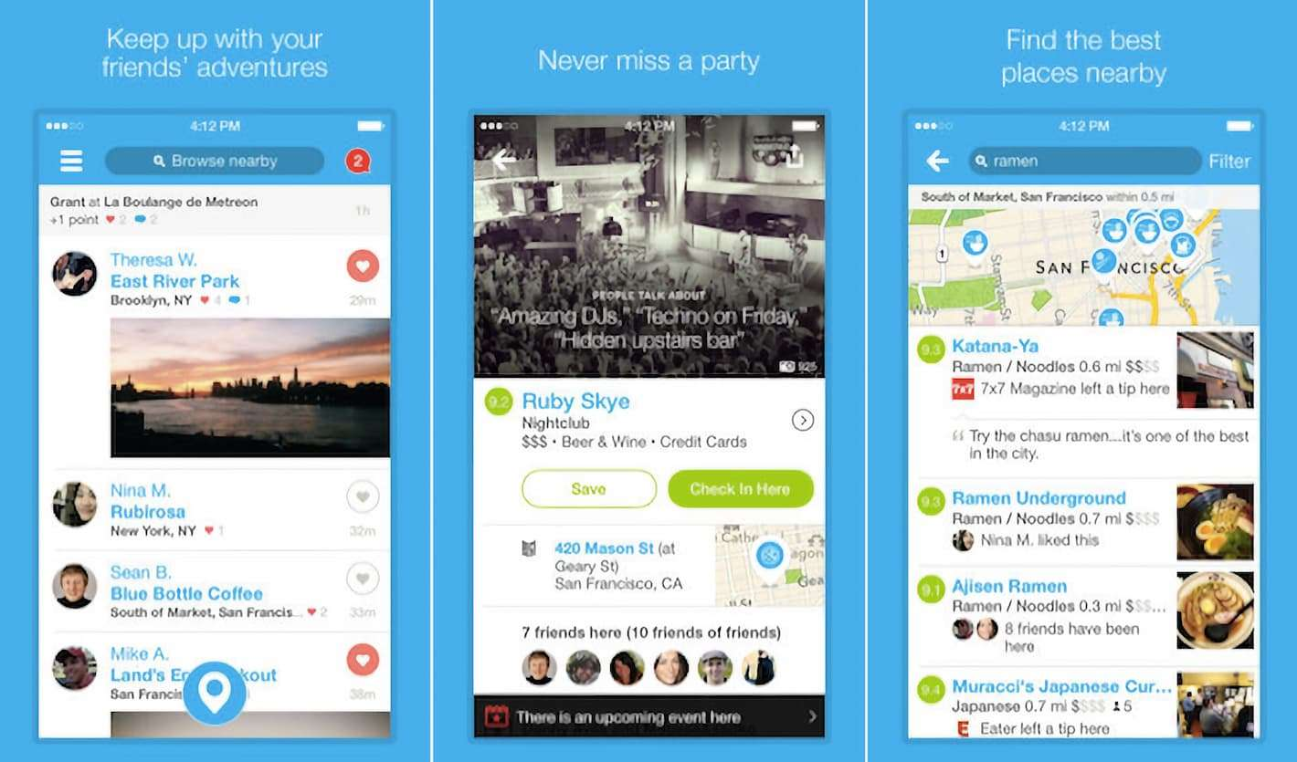 The Foursquare app, 2013 circa.